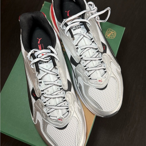 Puma Other - Puma White and Black Athletic Shoes with Red Highlights